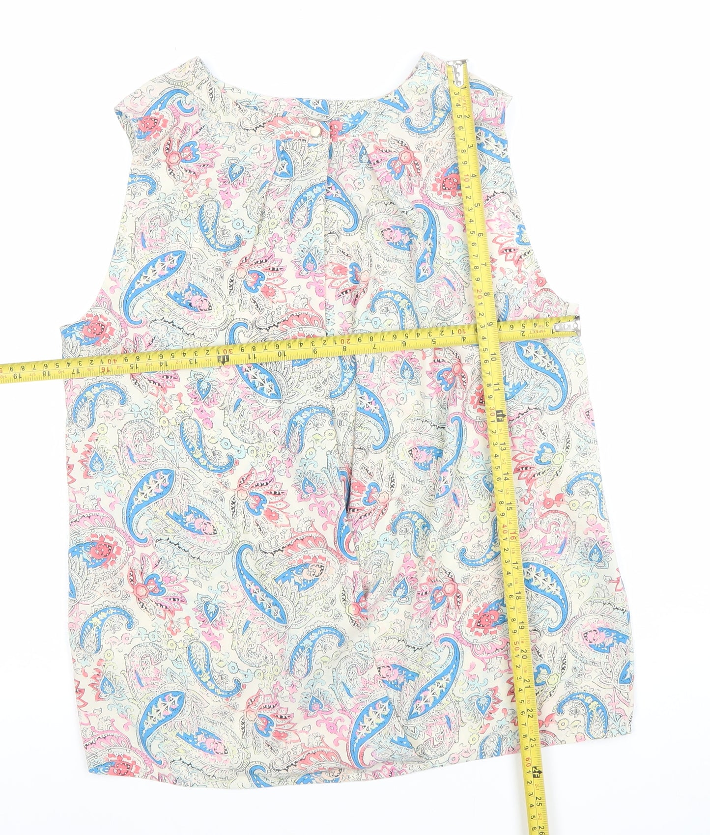 Oasis Women’s Multicoloured Paisley Beaded Sleeveless Blouse Size 10