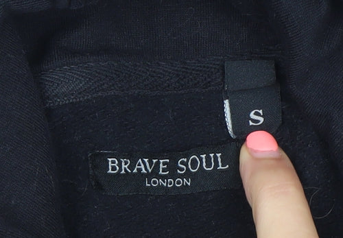 Brave Soul Mens Black Pullover Hoodie Small Regular Fit