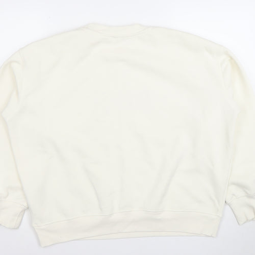H&M Women Ivory Paris Button Shoulder Sweatshirt Size 12