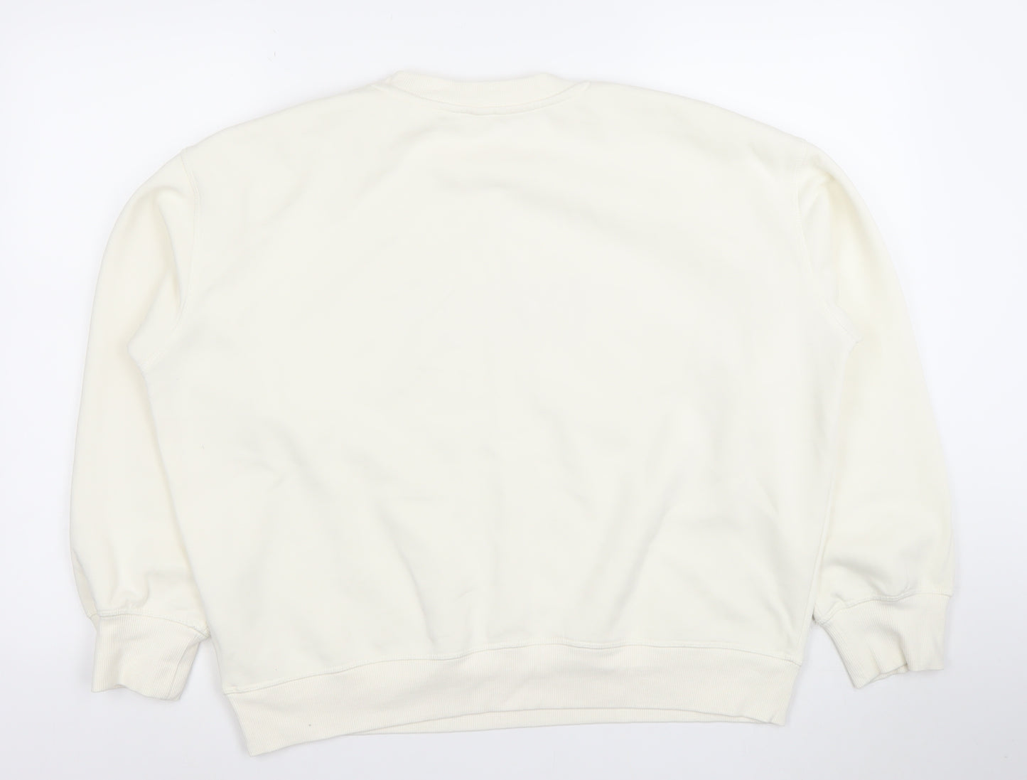 H&M Women Ivory Paris Button Shoulder Sweatshirt Size 12