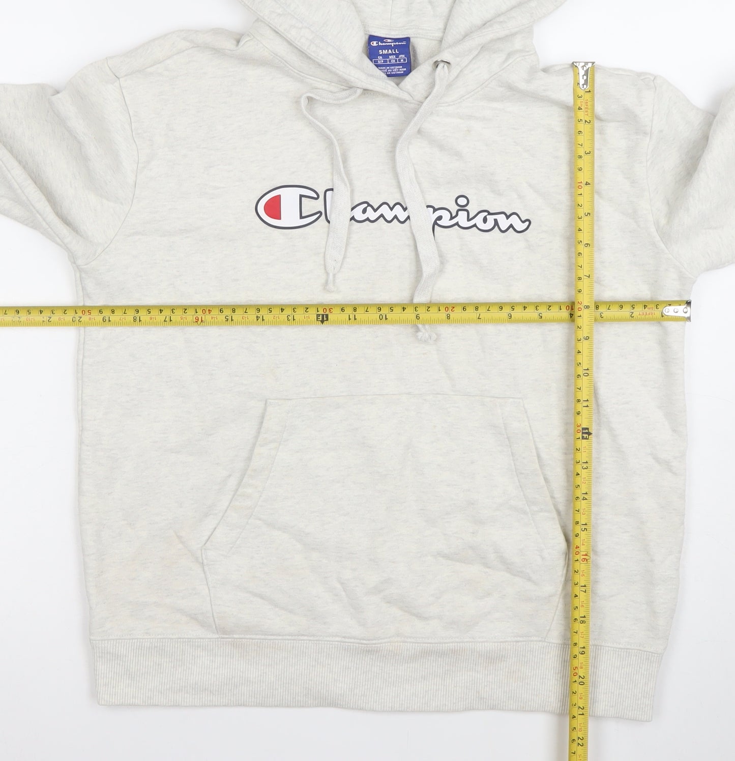 Champion Men's Grey Small Pullover Hoodie Logo Fleece Sweatshirt