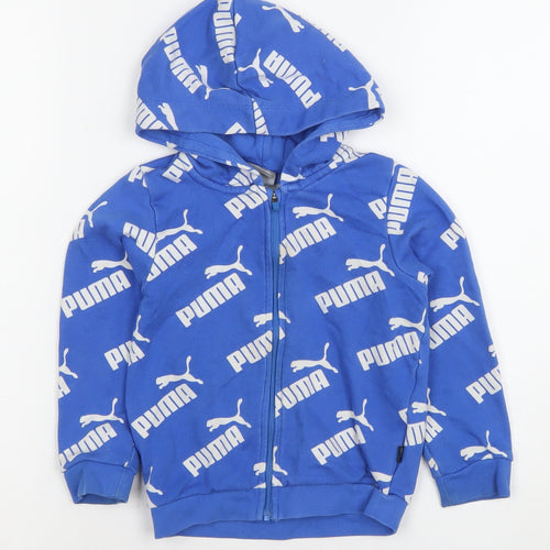Puma Boys Blue Full Zip Hoodie 2 Years Graphic Logo Design