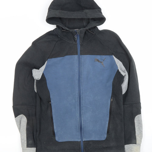Puma Men's Black Blue Grey Full Zip Hoodie Size S