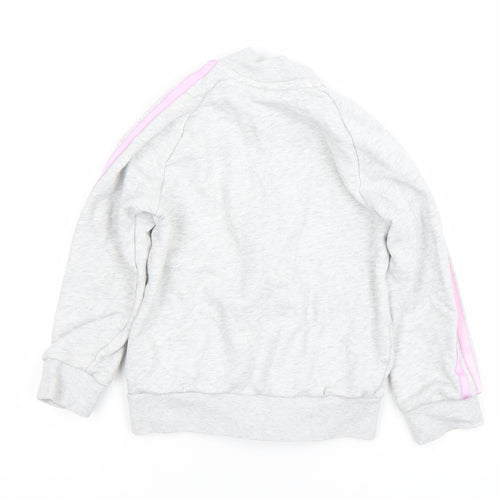 adidas Girls Grey Full Zip Hoodie 4-5 Years Logo Sports Sweatshirt