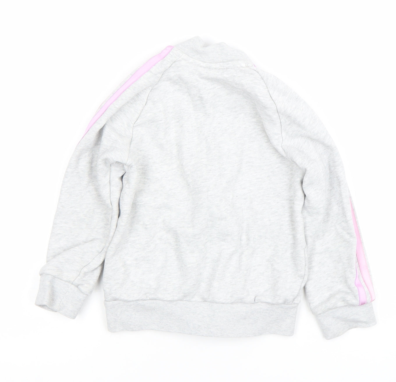 adidas Girls Grey Full Zip Hoodie 4-5 Years Logo Sports Sweatshirt