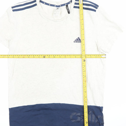Adidas Mens White Navy Climalite Crew Neck Sports T-Shirt M