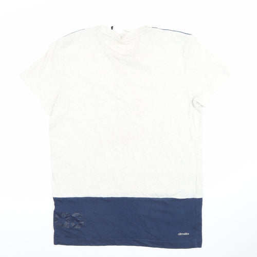 Adidas Mens White Navy Climalite Crew Neck Sports T-Shirt M