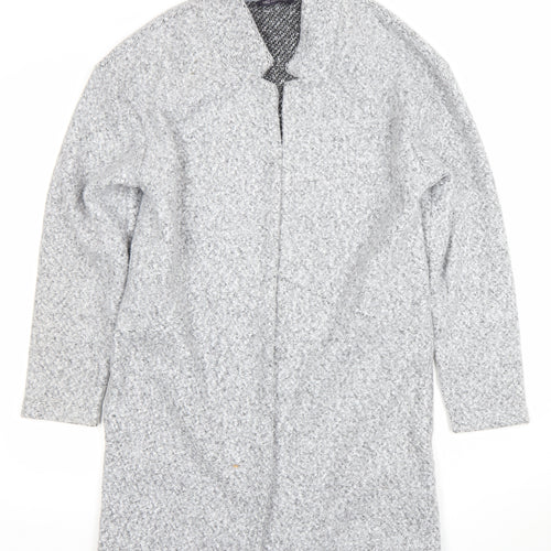Marks and Spencer Women’s Grey Long Open Coat Size 10 Polyester Tweed