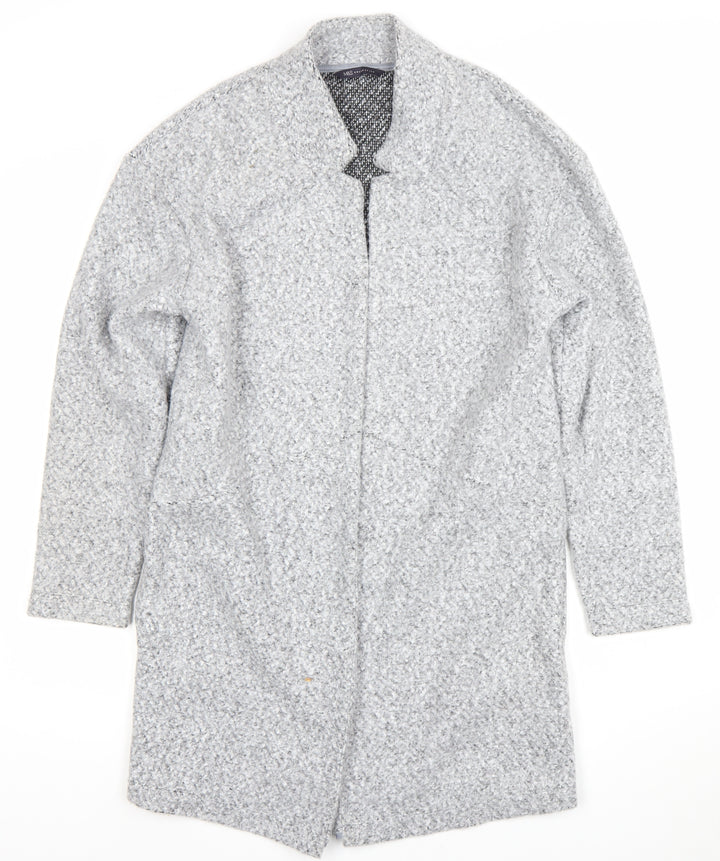 Marks and Spencer Women’s Grey Long Open Coat Size 10 Polyester Tweed