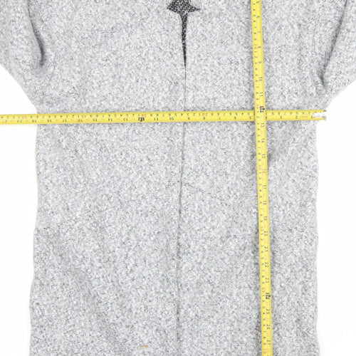 Marks and Spencer Women’s Grey Long Open Coat Size 10 Polyester Tweed