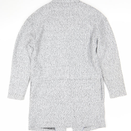 Marks and Spencer Women’s Grey Long Open Coat Size 10 Polyester Tweed