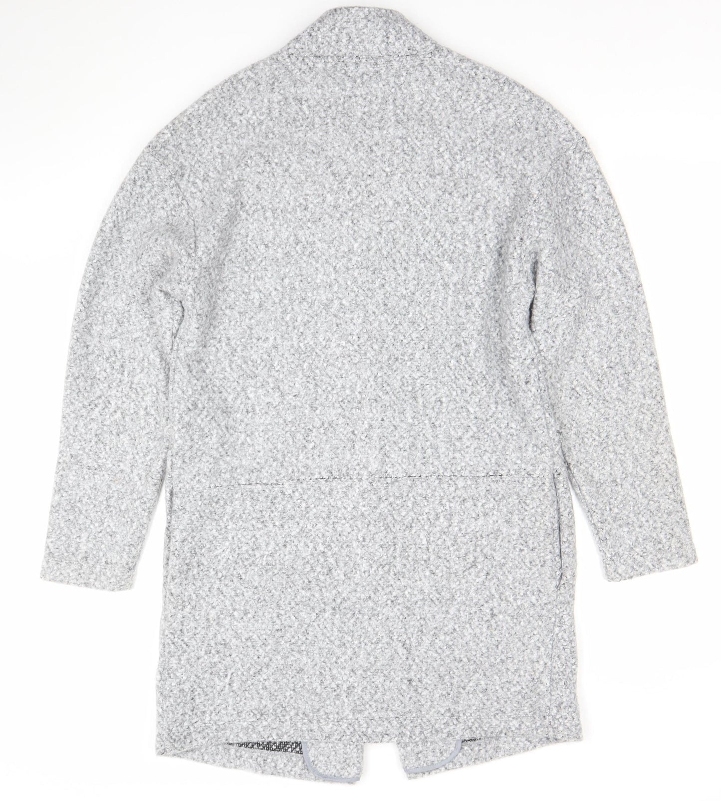 Marks and Spencer Women’s Grey Long Open Coat Size 10 Polyester Tweed