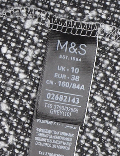 Marks and Spencer Women’s Grey Long Open Coat Size 10 Polyester Tweed
