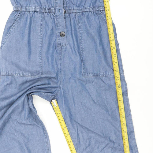 Leigh Tucker Willow Girls Blue Chambray Cotton Jumpsuit 8-9 Years Buttoned