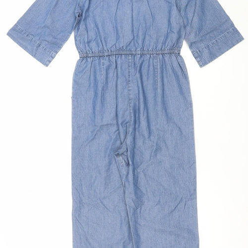 Leigh Tucker Willow Girls Blue Chambray Cotton Jumpsuit 8-9 Years Buttoned
