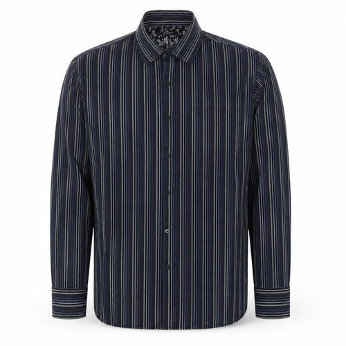 Josef Originals Men's Blue Stripe Long Sleeve Cotton Casual Shirt L