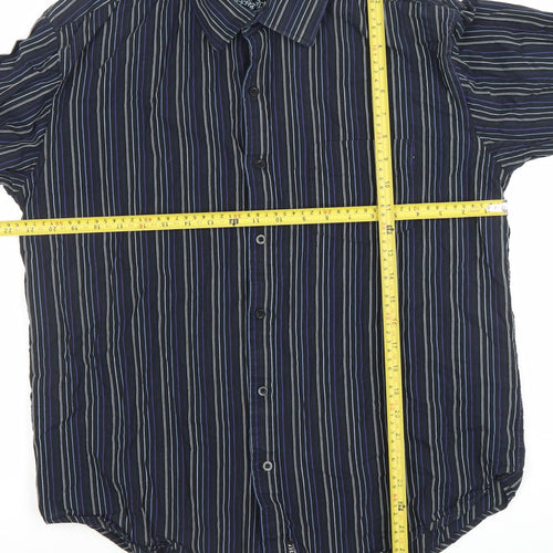 Josef Originals Men's Blue Stripe Long Sleeve Cotton Casual Shirt L