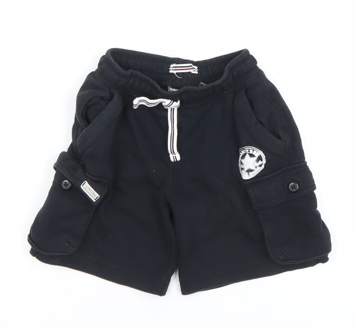 Converse Boys Black Cargo Jersey Shorts 5-6 Years Elastic Waist Comfort Fit