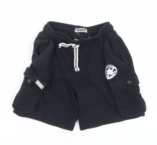 Converse Boys Black Cargo Jersey Shorts 5-6 Years Elastic Waist Comfort Fit