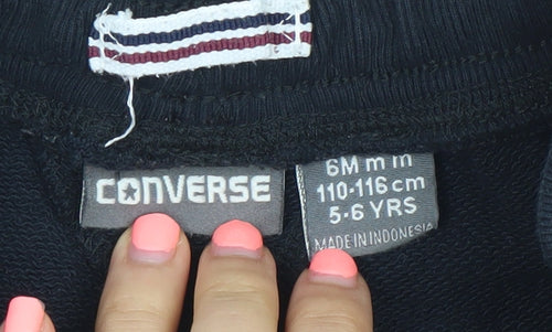 Converse Boys Black Cargo Jersey Shorts 5-6 Years Elastic Waist Comfort Fit