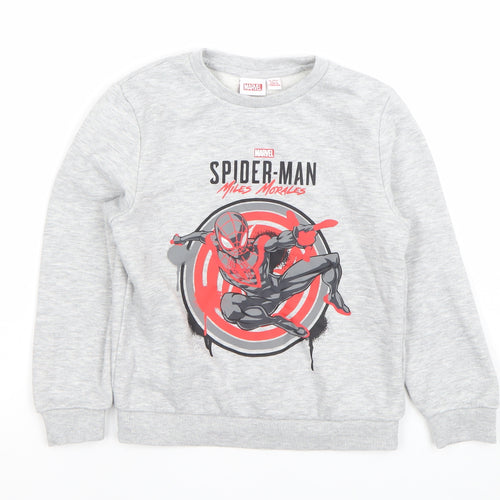 Marvel Boys Grey Spider-Man Miles Morales Sweatshirt 5-7 Years Cotton Blend