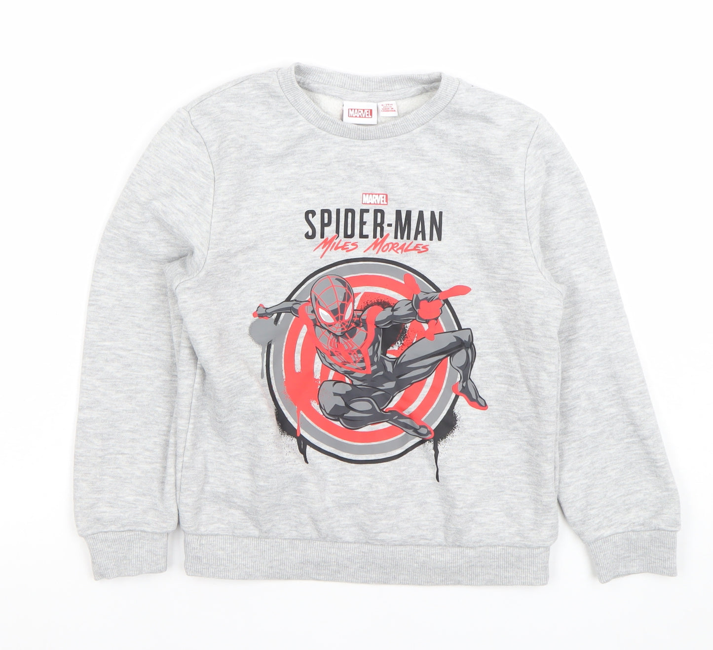 Marvel Boys Grey Spider-Man Miles Morales Sweatshirt 5-7 Years Cotton Blend