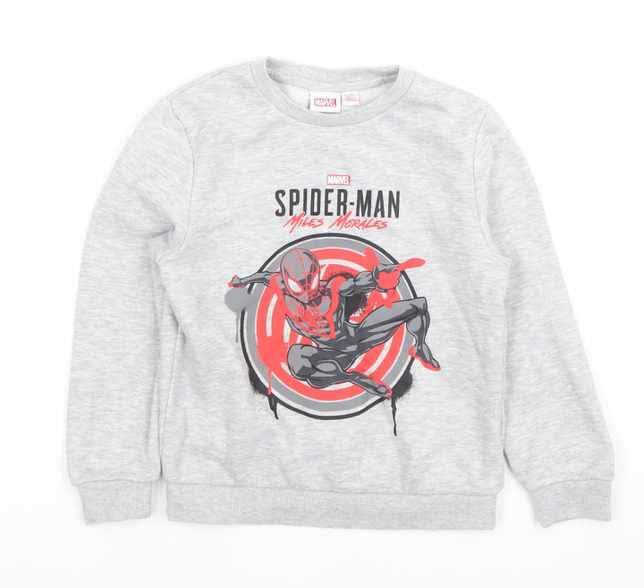 Marvel Boys Grey Spider-Man Miles Morales Sweatshirt 5-7 Years Cotton Blend