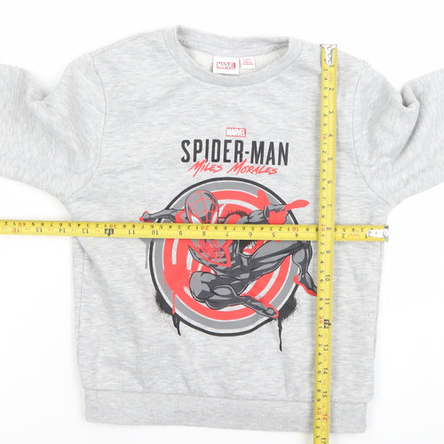 Marvel Boys Grey Spider-Man Miles Morales Sweatshirt 5-7 Years Cotton Blend