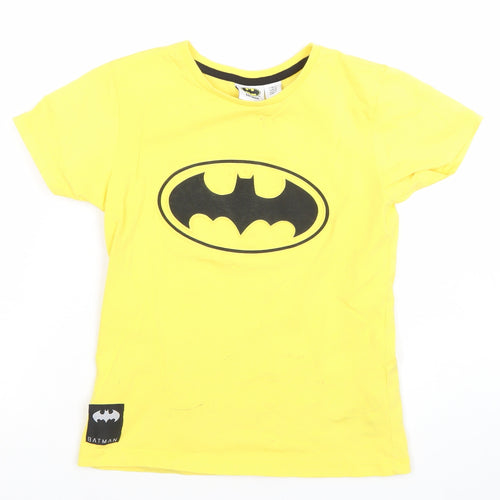 Boys Yellow Batman Logo T-Shirt 7-8 Years Lightweight Cotton Tee