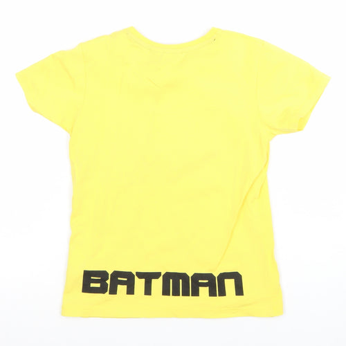 Boys Yellow Batman Logo T-Shirt 7-8 Years Lightweight Cotton Tee