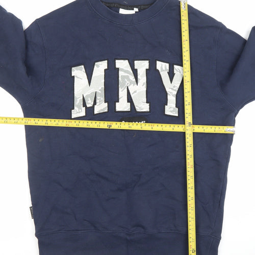Money Mens Blue Graphic Logo Crew Neck Sweatshirt Size M