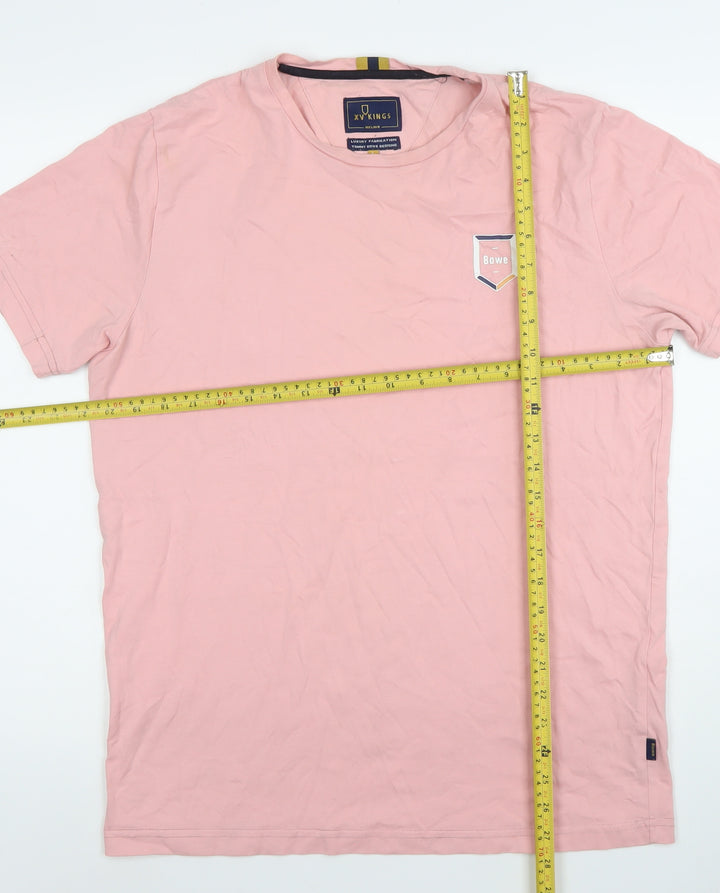 XV Kings Men’s Pink Cotton Crew Neck Short Sleeve T-Shirt Size L