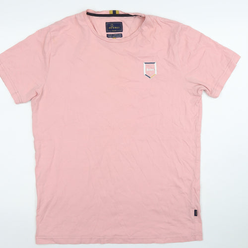 XV Kings Men’s Pink Cotton Crew Neck Short Sleeve T-Shirt Size L