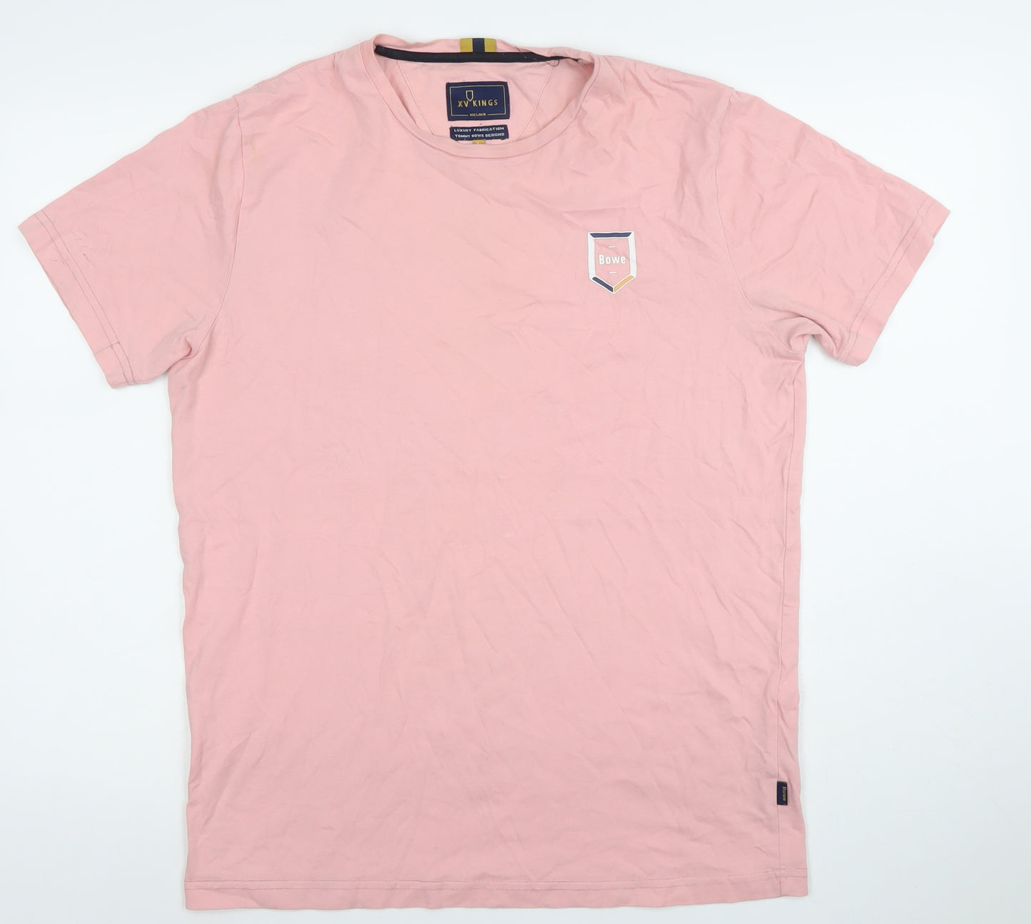 XV Kings Men’s Pink Cotton Crew Neck Short Sleeve T-Shirt Size L