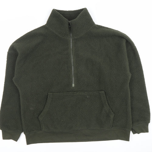 Dunnes Women Khaki Fleece 1/4 Zip Pullover Sweatshirt Size S