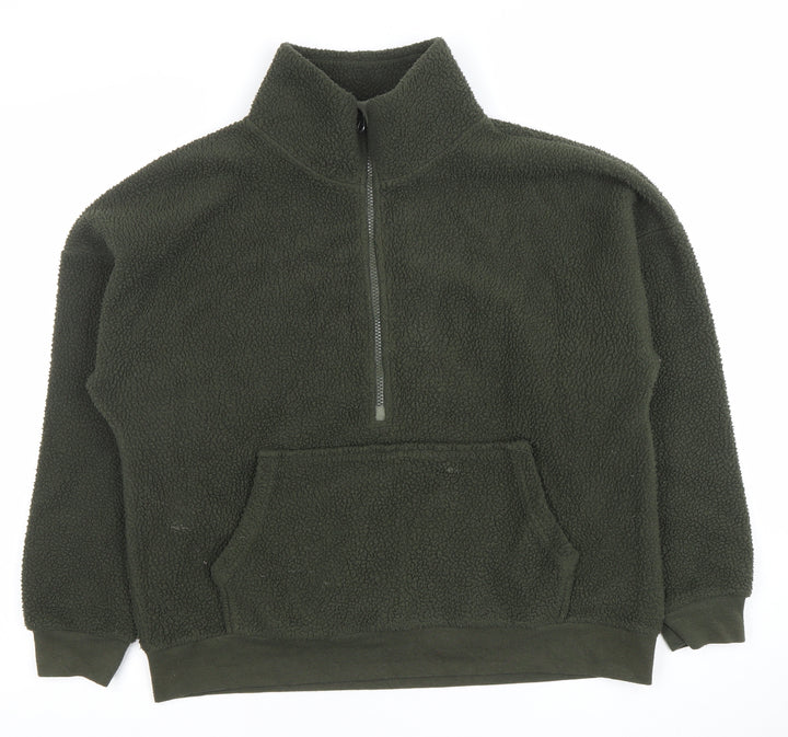 Dunnes Women Khaki Fleece 1/4 Zip Pullover Sweatshirt Size S