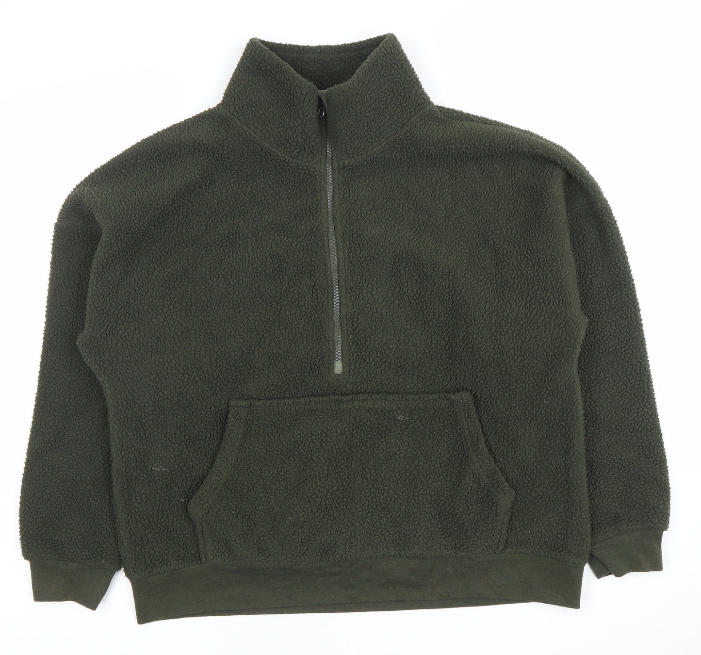 Dunnes Women Khaki Fleece 1/4 Zip Pullover Sweatshirt Size S