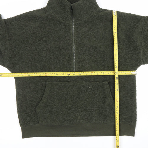 Dunnes Women Khaki Fleece 1/4 Zip Pullover Sweatshirt Size S
