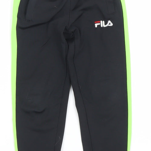 Fila Boys Black Green Jogger Active Trousers 6 Years