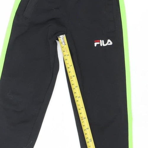 Fila Boys Black Green Jogger Active Trousers 6 Years