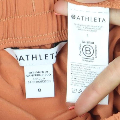 Athleta Women's Orange Nylon Stretch A-Line Skirt Size 8