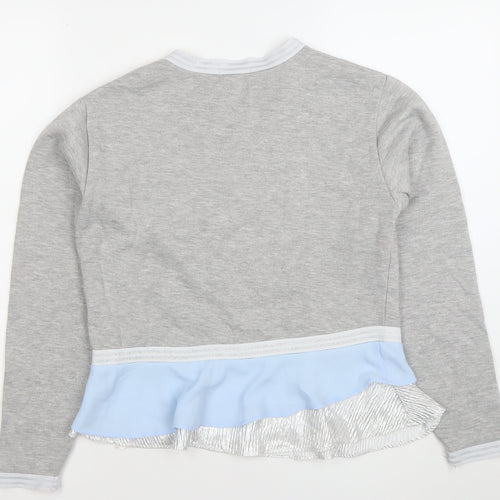 Diesel Womens Grey Blue Ruffle Hem Pullover Sweatshirt Size S