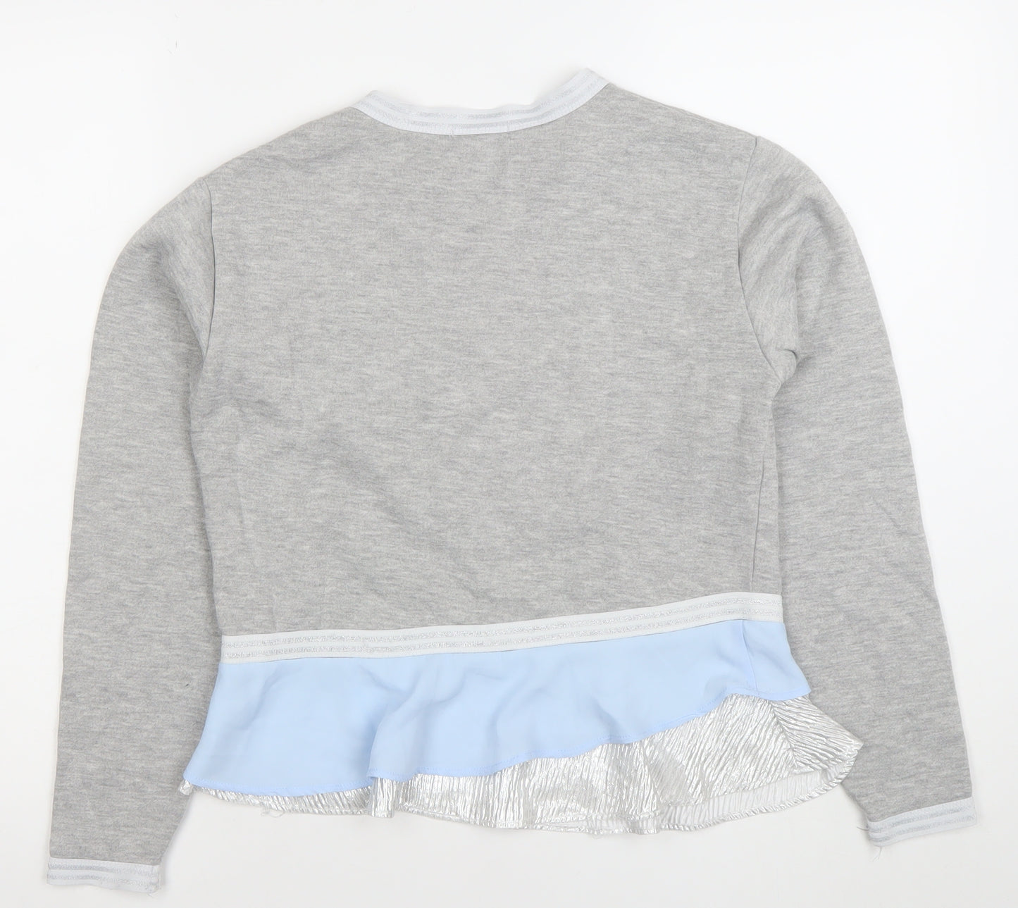 Diesel Womens Grey Blue Ruffle Hem Pullover Sweatshirt Size S