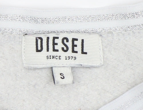 Diesel Womens Grey Blue Ruffle Hem Pullover Sweatshirt Size S