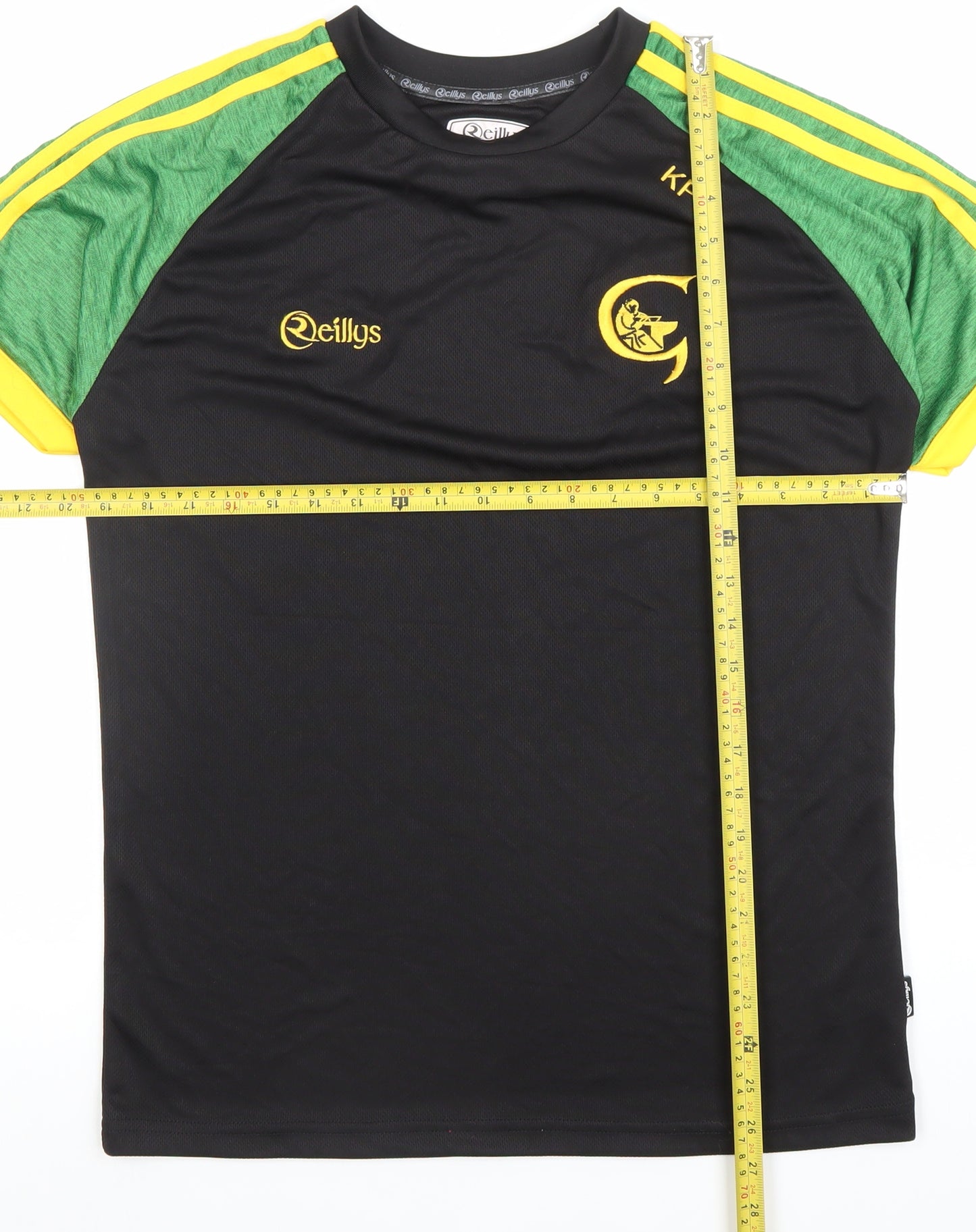 O'Neills Mens Black Green Short Sleeve Athletic Jersey T-Shirt Size M