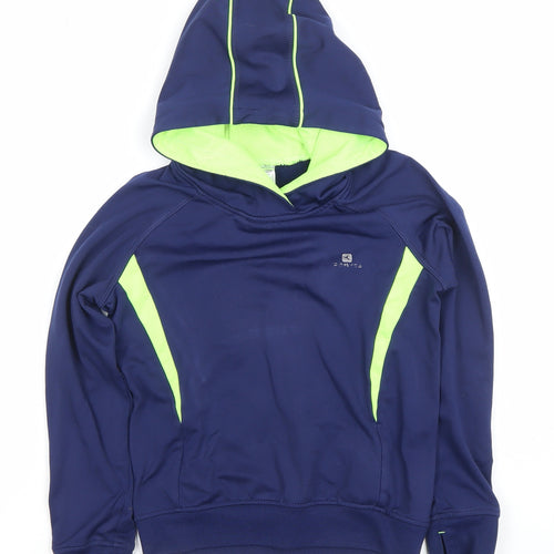 Decathlon Boys Blue and Neon Green Pullover Hoodie 6 Years Sportswear