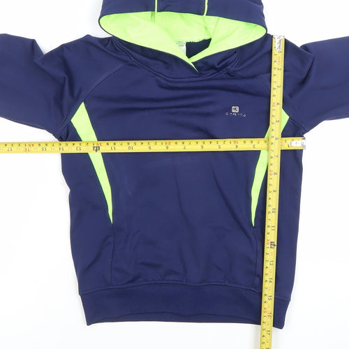 Decathlon Boys Blue and Neon Green Pullover Hoodie 6 Years Sportswear