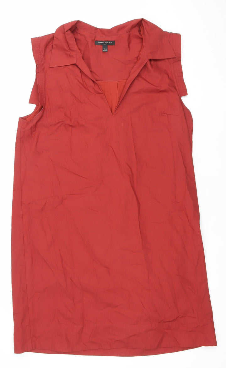 Banana Republic Women's Red Cotton Shift Dress L