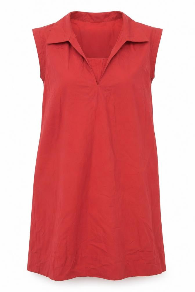 Front view of Banana Republic Women's Red Cotton Shift Dress L