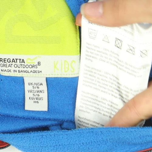 Regatta Boys Blue Fleece 1/2 Zip Hoodie Sweatshirt Size 5-6 Years